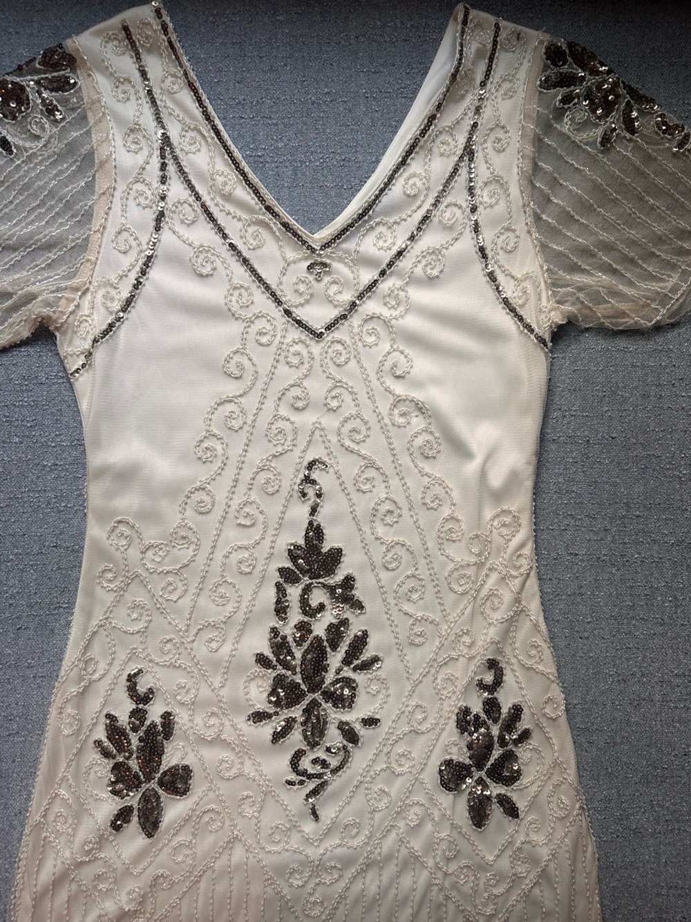 Embellished Ivory Beaded Dress